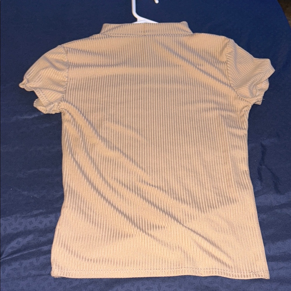 YMI Tan Ribbed Short Sleeve Top - Picture 4 of 4